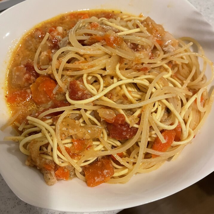 ホットクックで!ペスカトーレ風スパゲティ